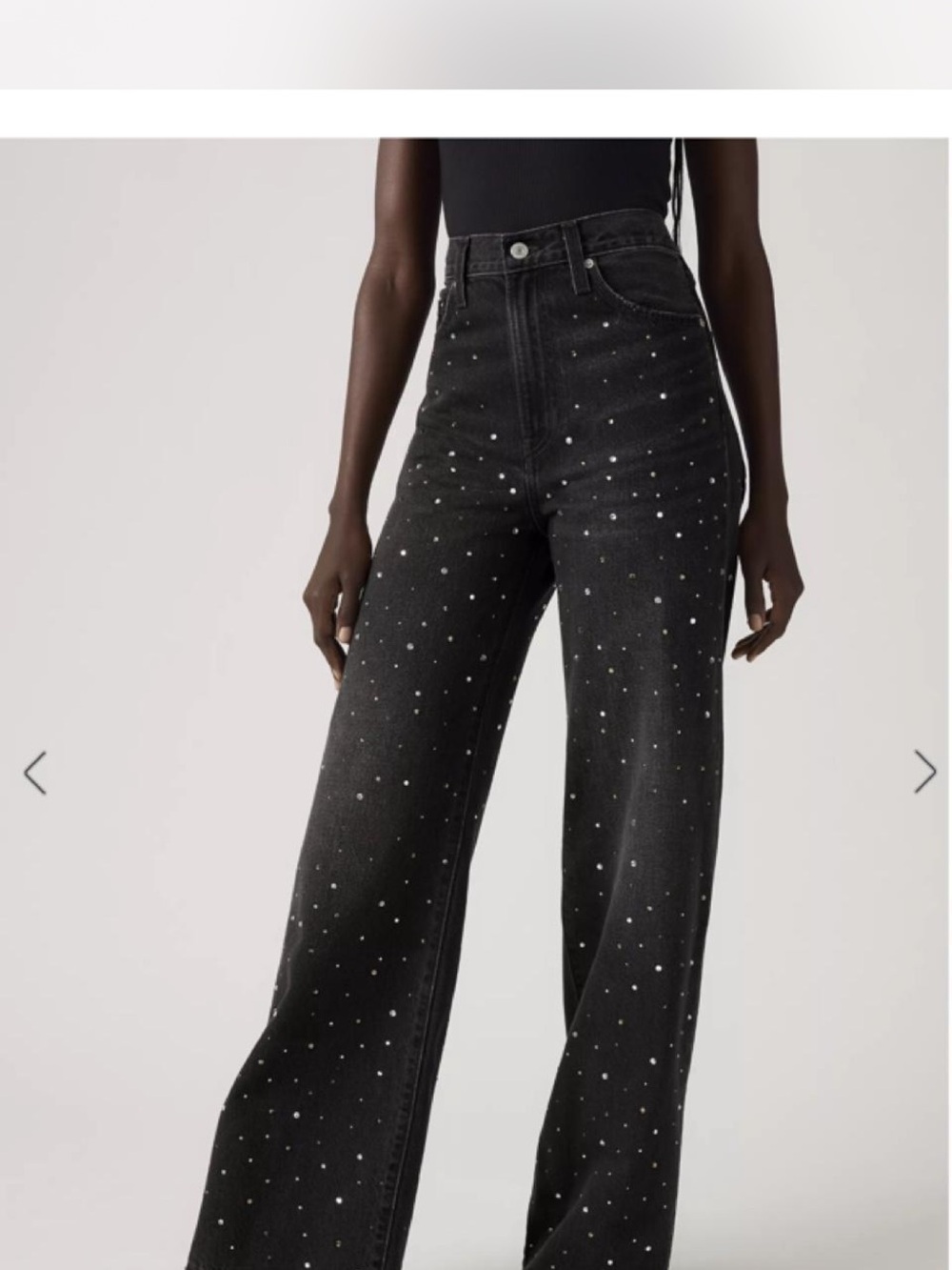 Levi's Black Wide-Leg Jeans with Scattered Crystal Studs